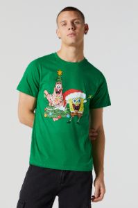 SpongeBob and Patrick Xmas Graphic T-Shirt sold by Urban Planet