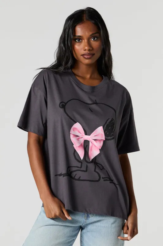 Snoopy 3D Bow Graphic Boyfriend T-Shirt sold by Urban Planet