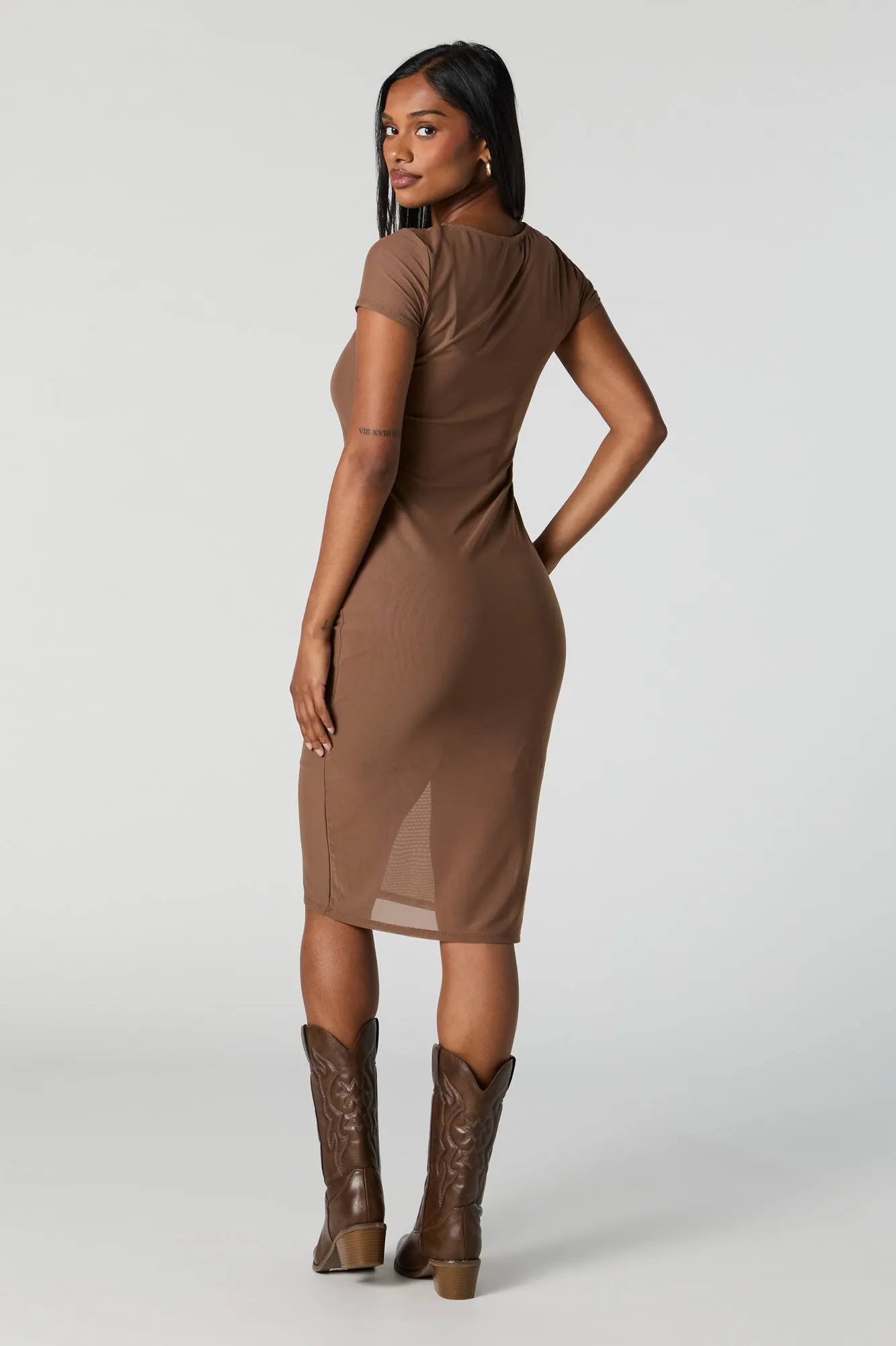 Mesh Short Sleeve Midi Dress sold by Urban Planet product image thumbnail 3