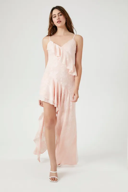 Floral Ruffled Asymmetrical Slip Dress sold by Urban Planet