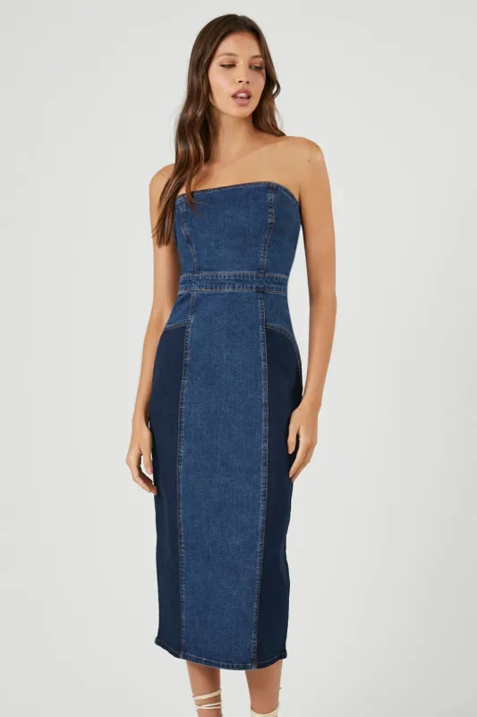 Strapless Denim Midi Dress sold by Urban Planet