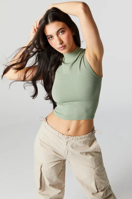 Ribbed Mock Neck Tank sold by Urban Planet