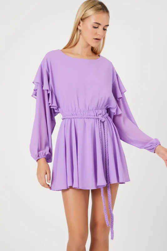 Chiffon Belted Long Sleeve Mini Dress sold by Urban Planet