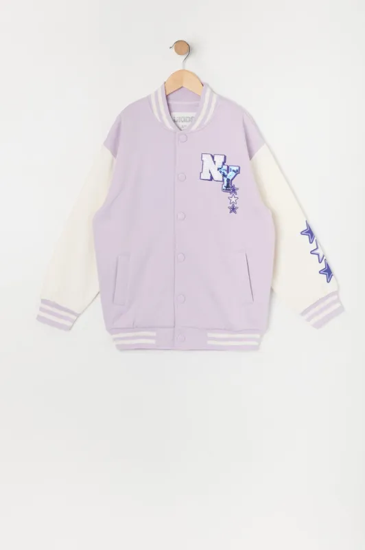 Girls New York Graphic Varsity Jacket sold by Urban Planet