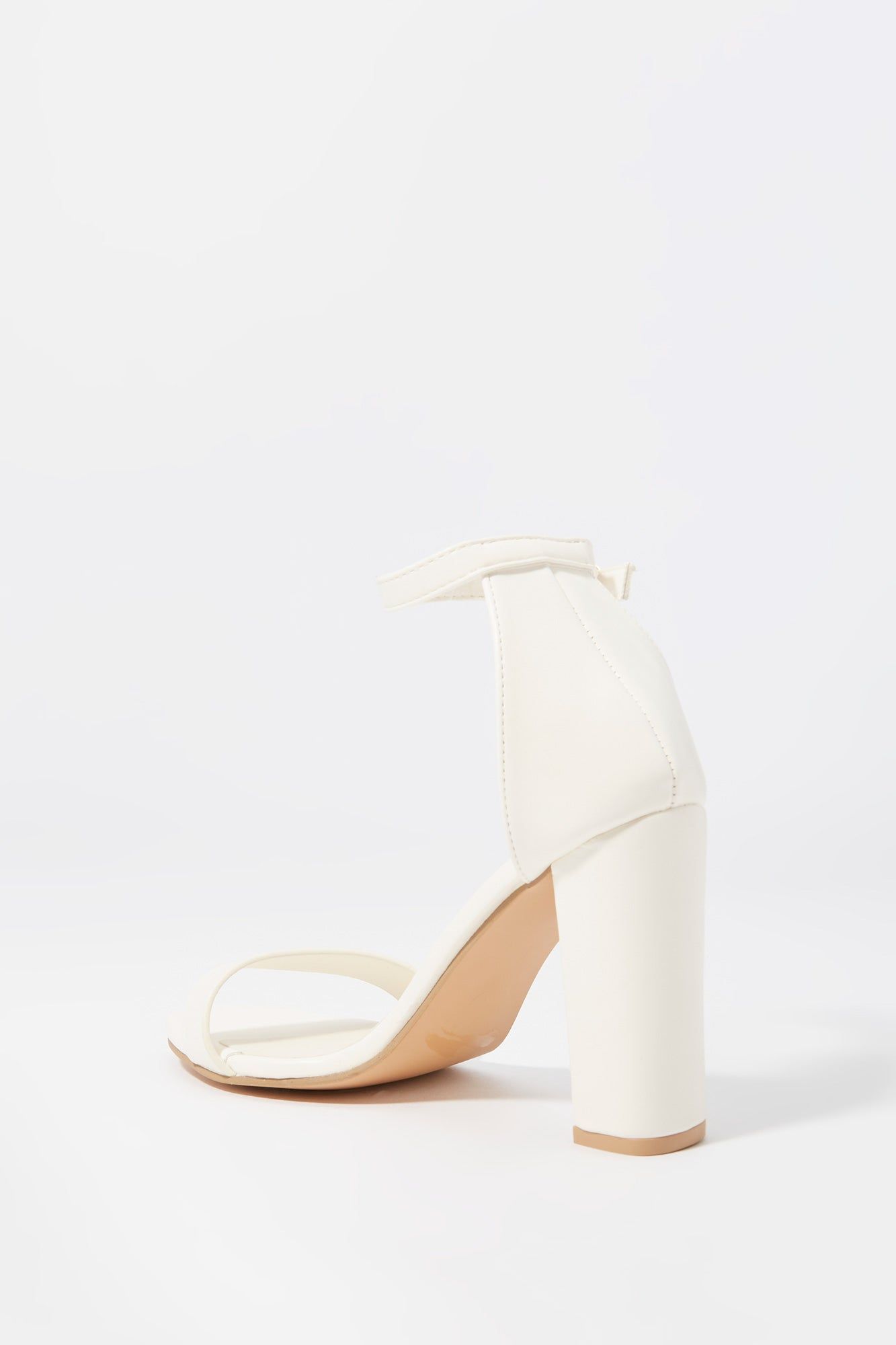 White Faux-Leather Ankle Band Heel sold by Urban Planet product image thumbnail 4