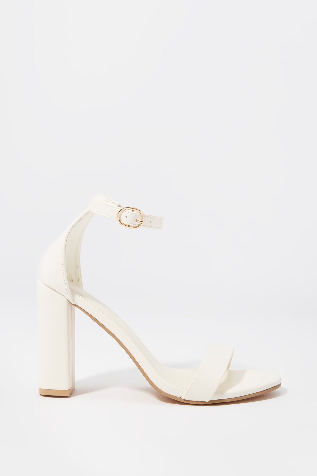 White Faux-Leather Ankle Band Heel sold by Urban Planet product image thumbnail 2