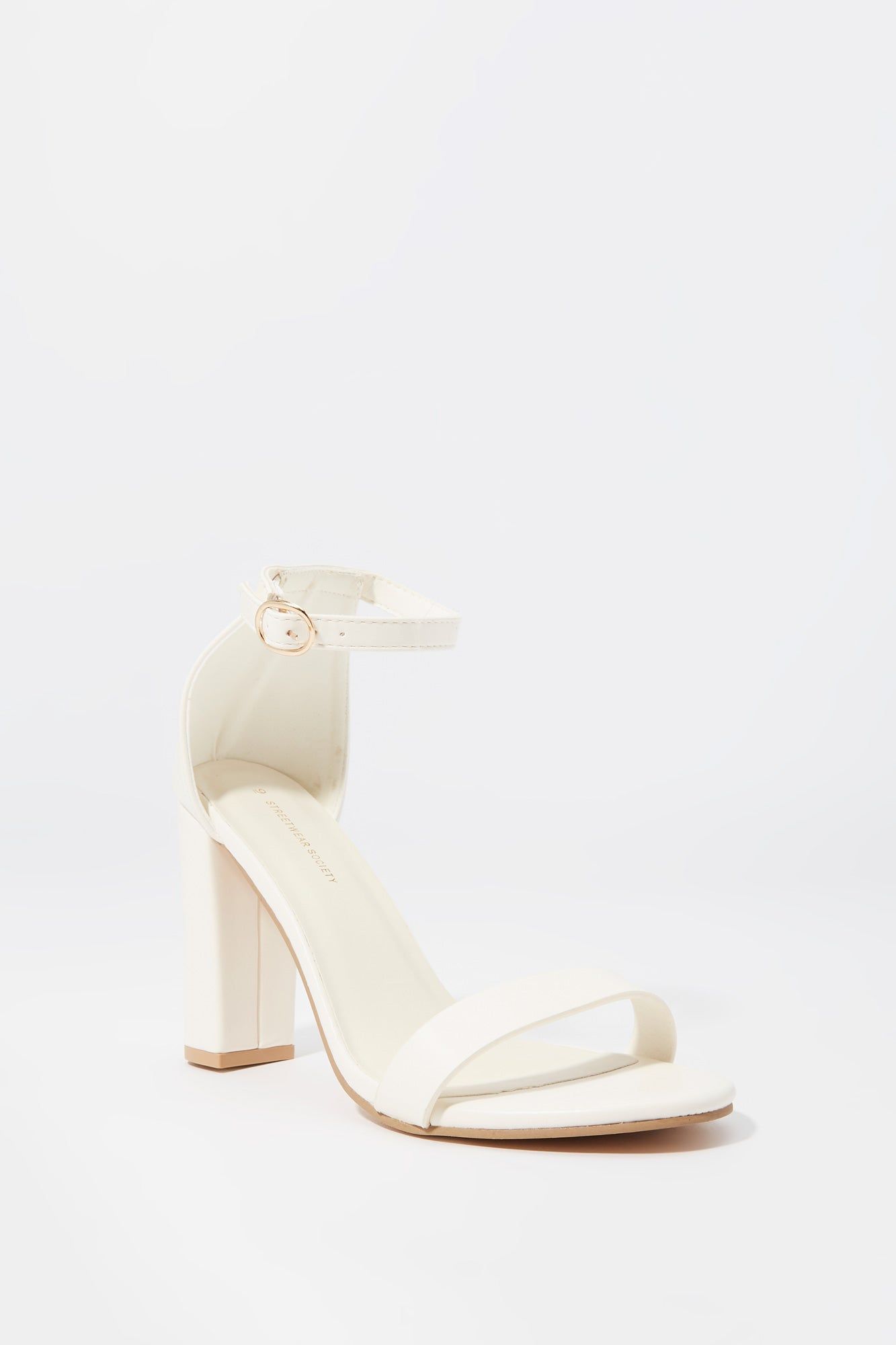White Faux-Leather Ankle Band Heel sold by Urban Planet product image thumbnail 3