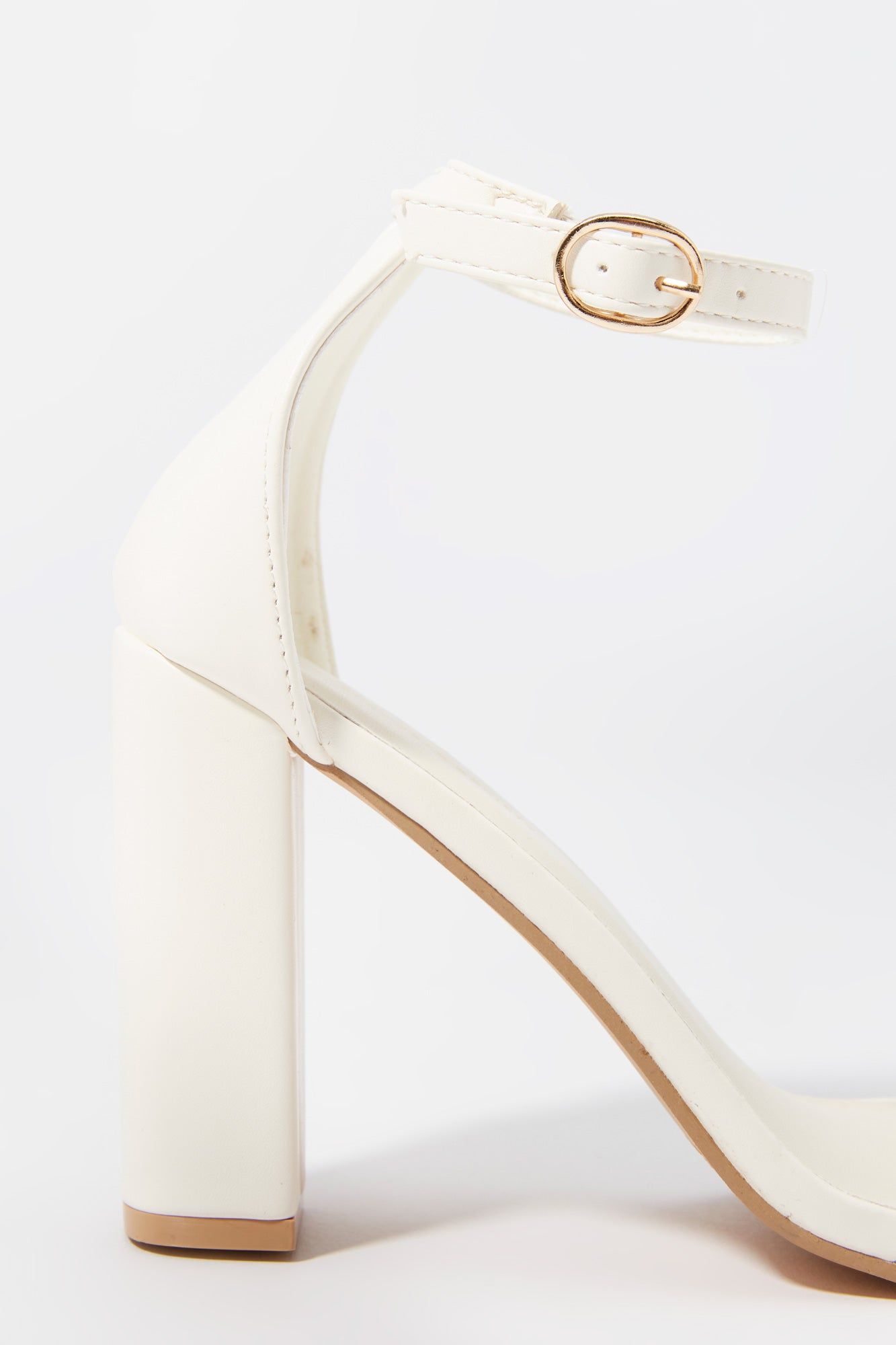 White Faux-Leather Ankle Band Heel sold by Urban Planet product image thumbnail 5