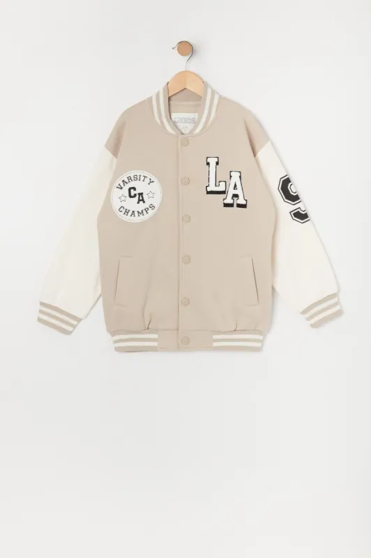 Girls LA Graphic Varsity Jacket sold by Urban Planet