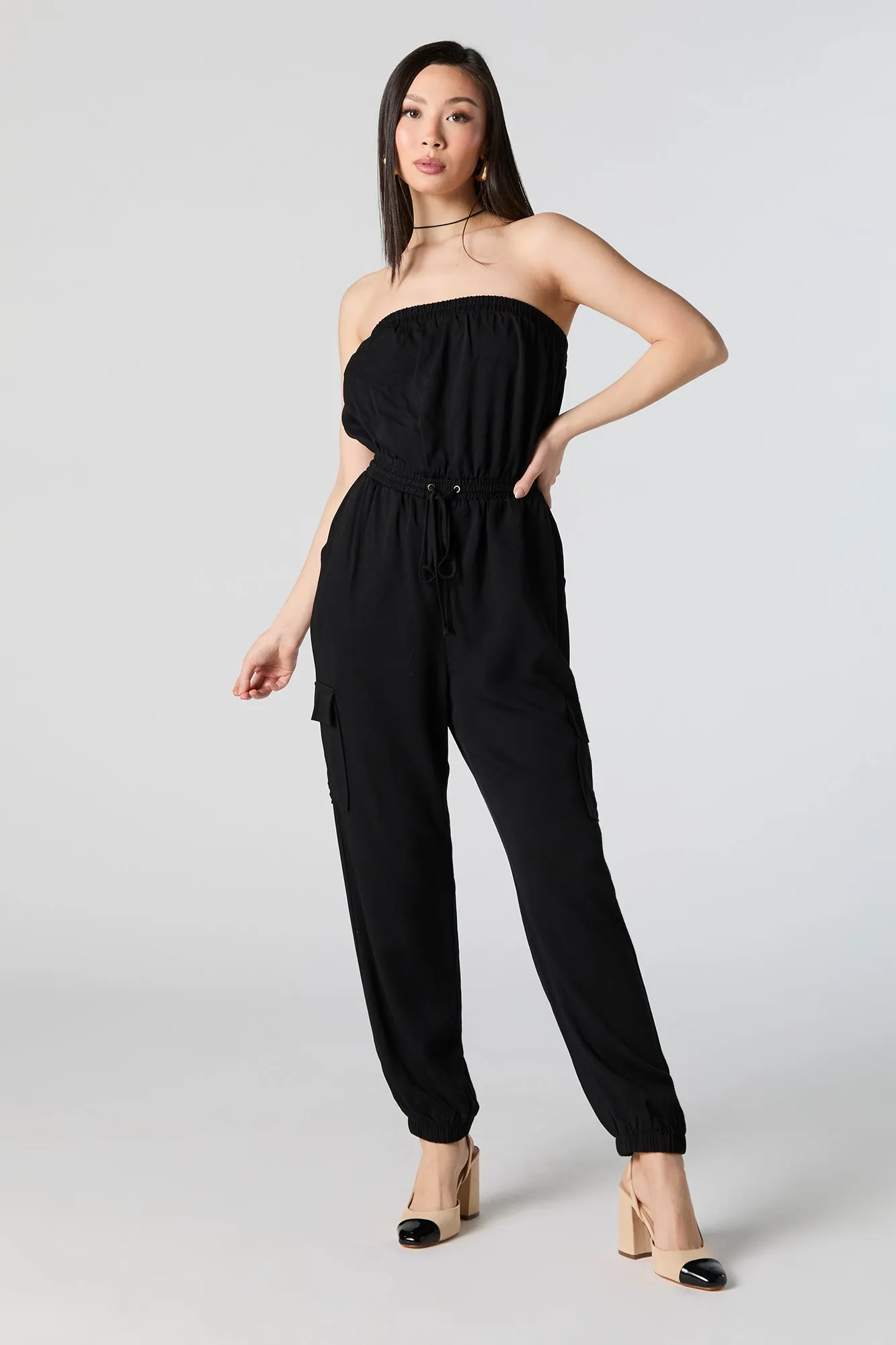 Drawstring Strapless Cargo Jumpsuit sold by Urban Planet product image thumbnail 4