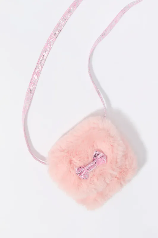 Girls Plush Bow Crossbody Purse sold by Urban Planet