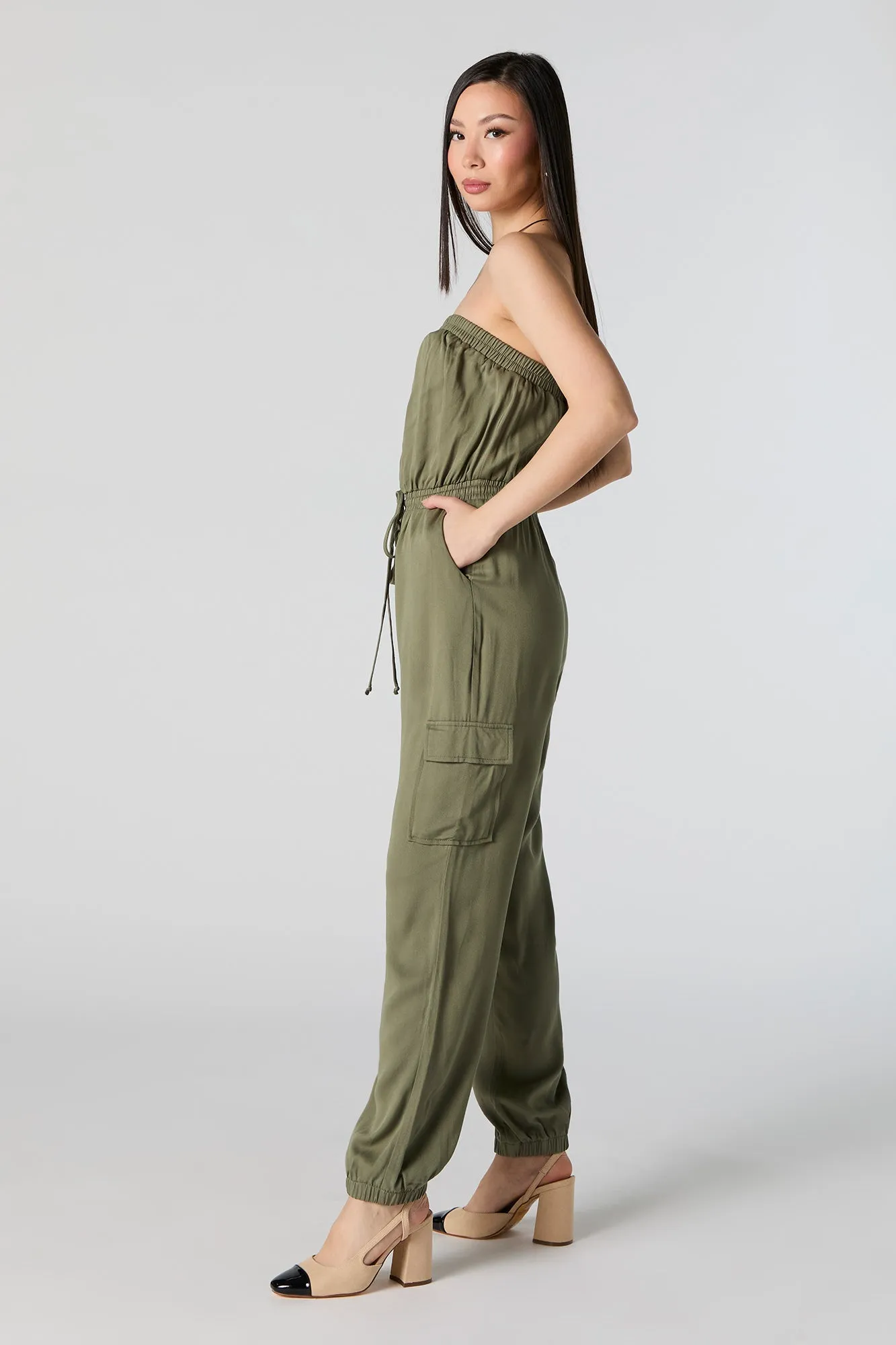 Drawstring Strapless Cargo Jumpsuit sold by Urban Planet product image thumbnail 2