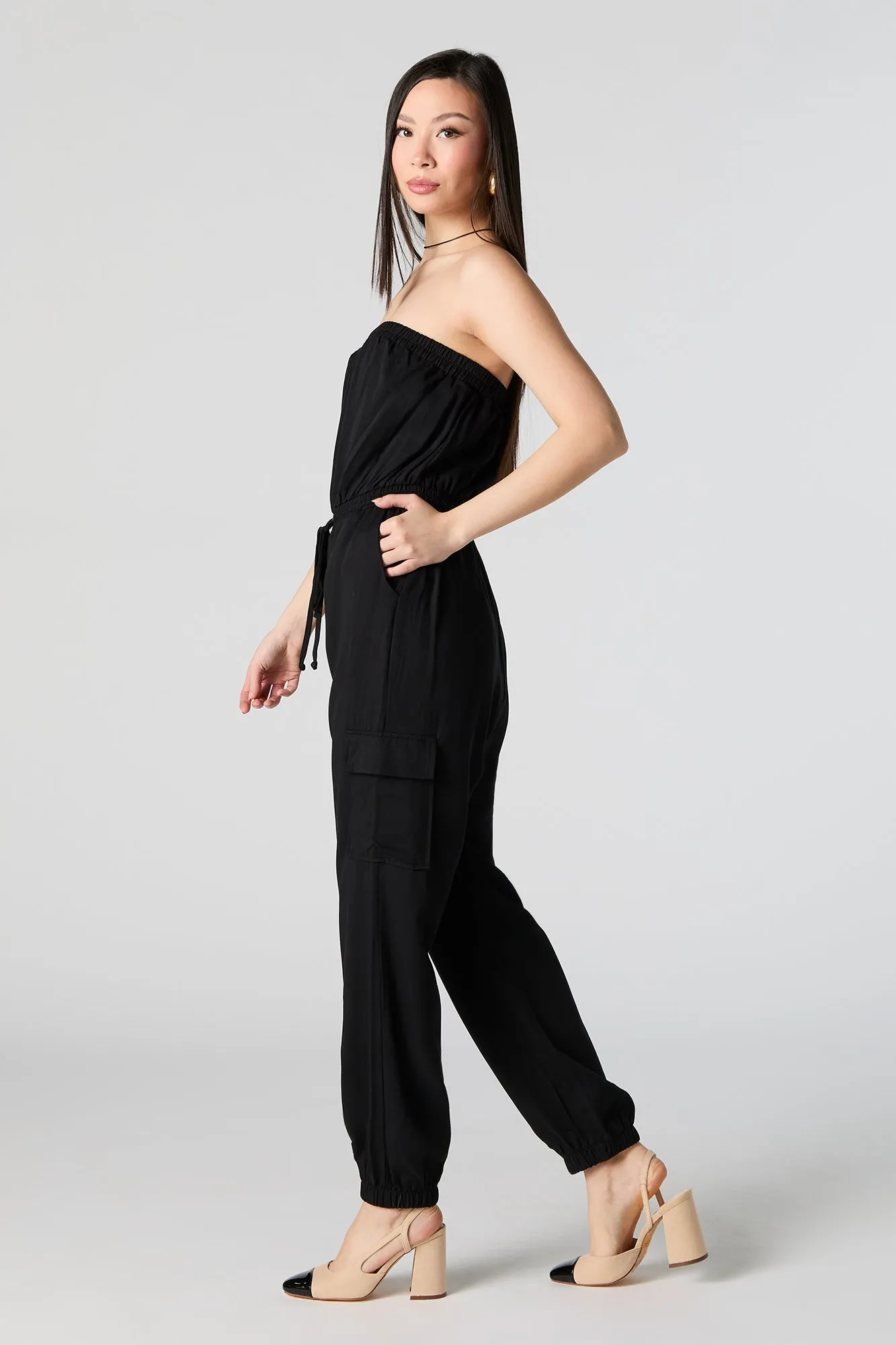 Drawstring Strapless Cargo Jumpsuit sold by Urban Planet product image thumbnail 5