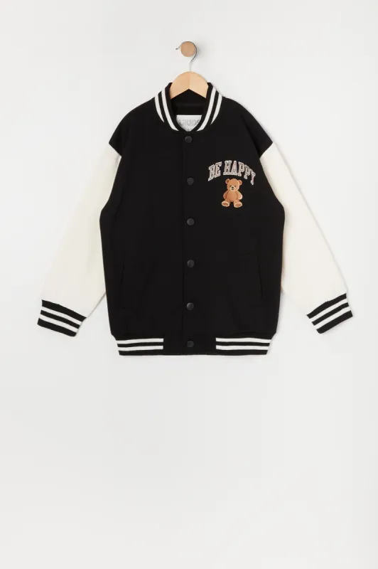 Girls Be Happy Graphic Varsity Jacket made by Urban Planet