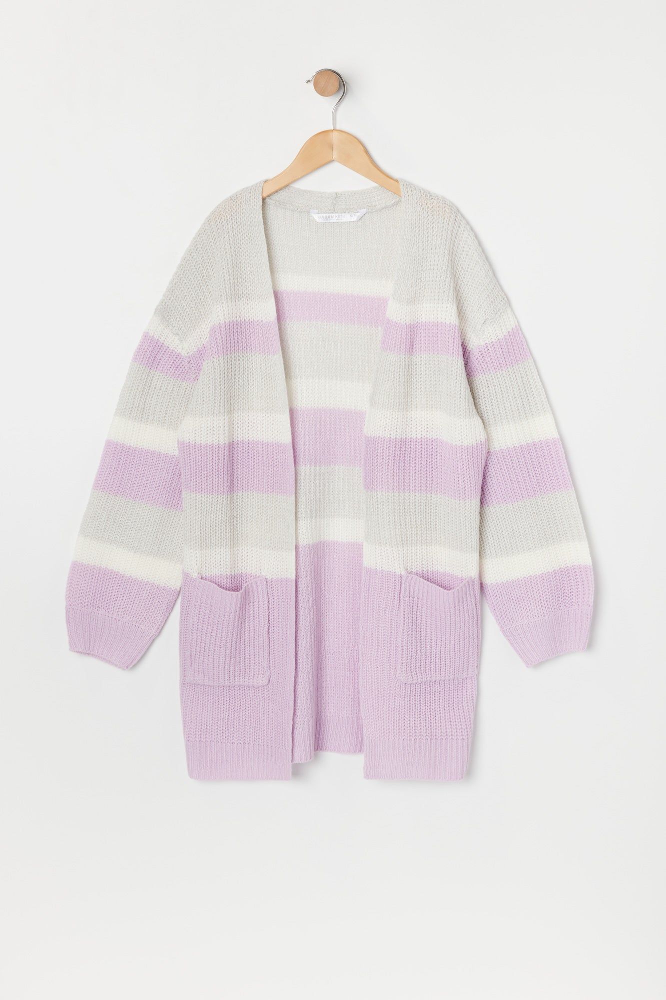 Girls Striped Waffle Knit Cardigan sold by Urban Planet product image thumbnail 3