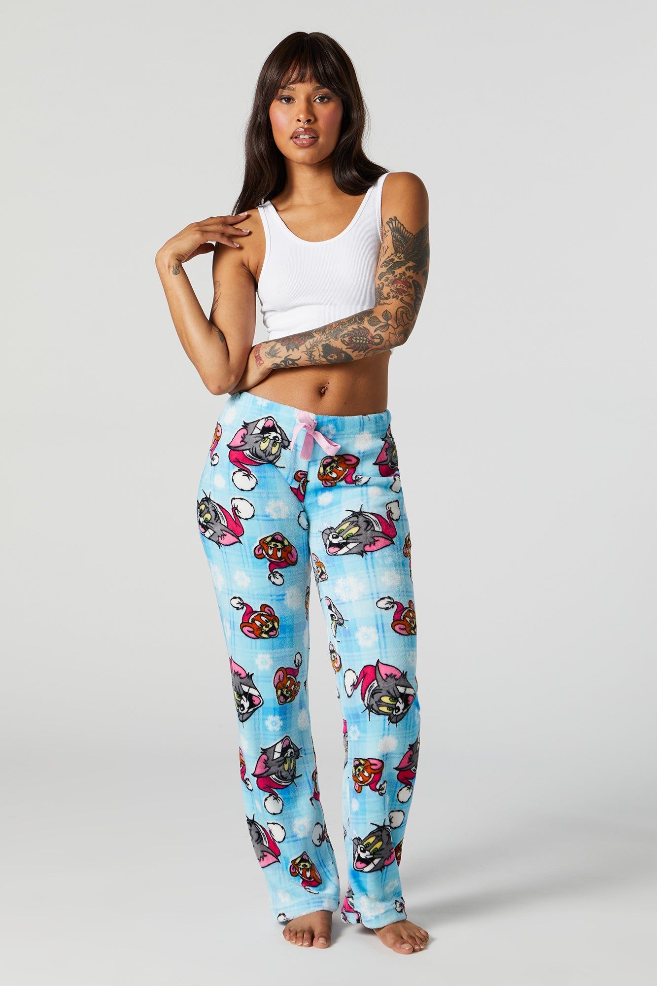 Lounge Pants Blue Toms Pants Plush Tom And Jerry Print Pajama Pant