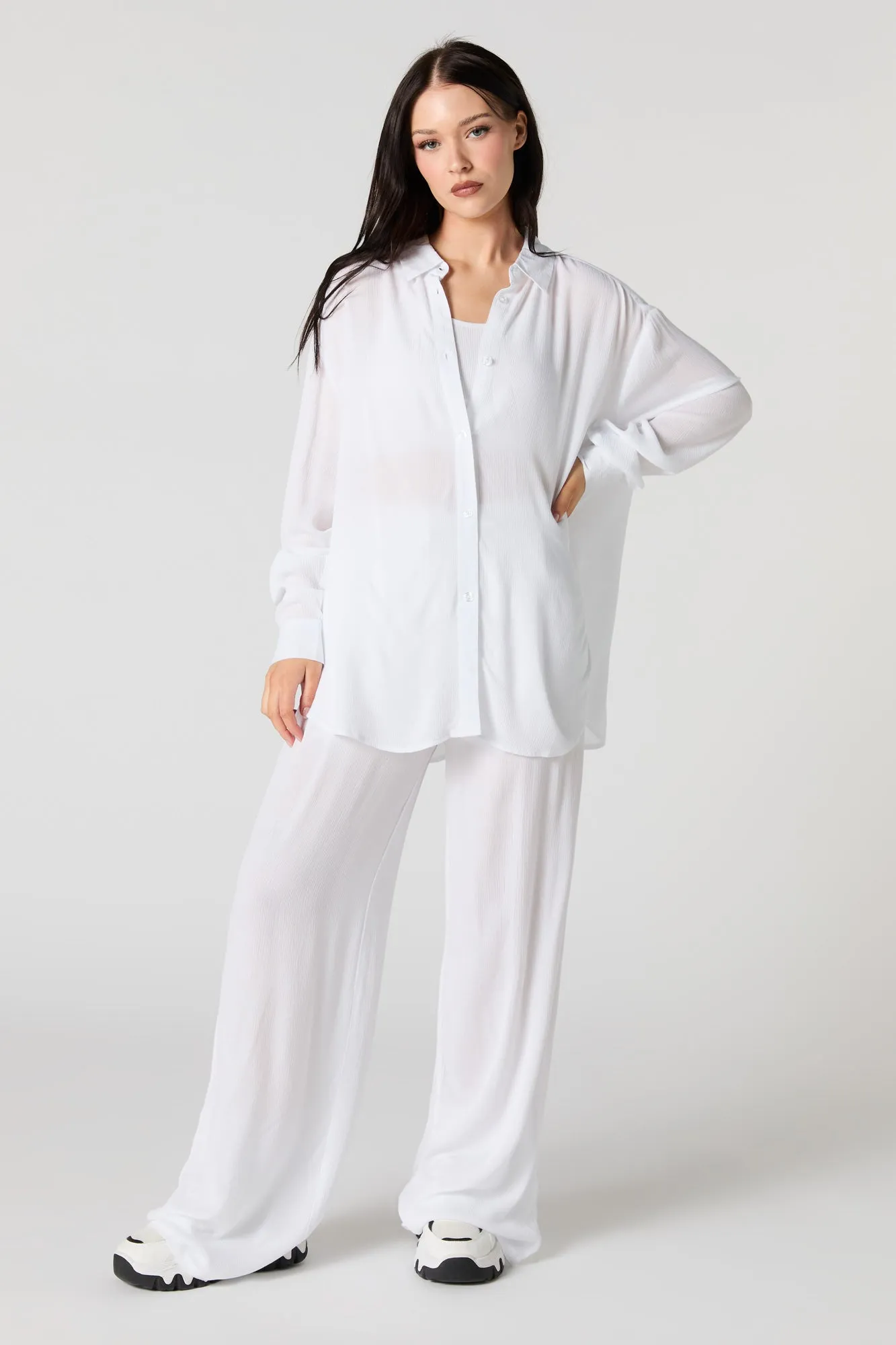 Textured Oversized Button-Up Top sold by Urban Planet product image thumbnail 3