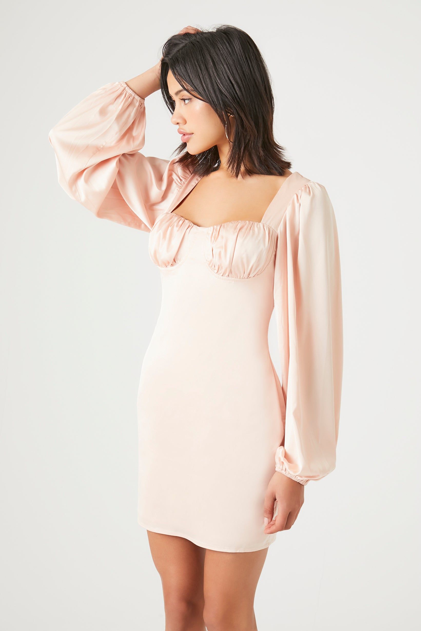 Satin Long Sleeve Mini Dress sold by Urban Planet product image thumbnail 8