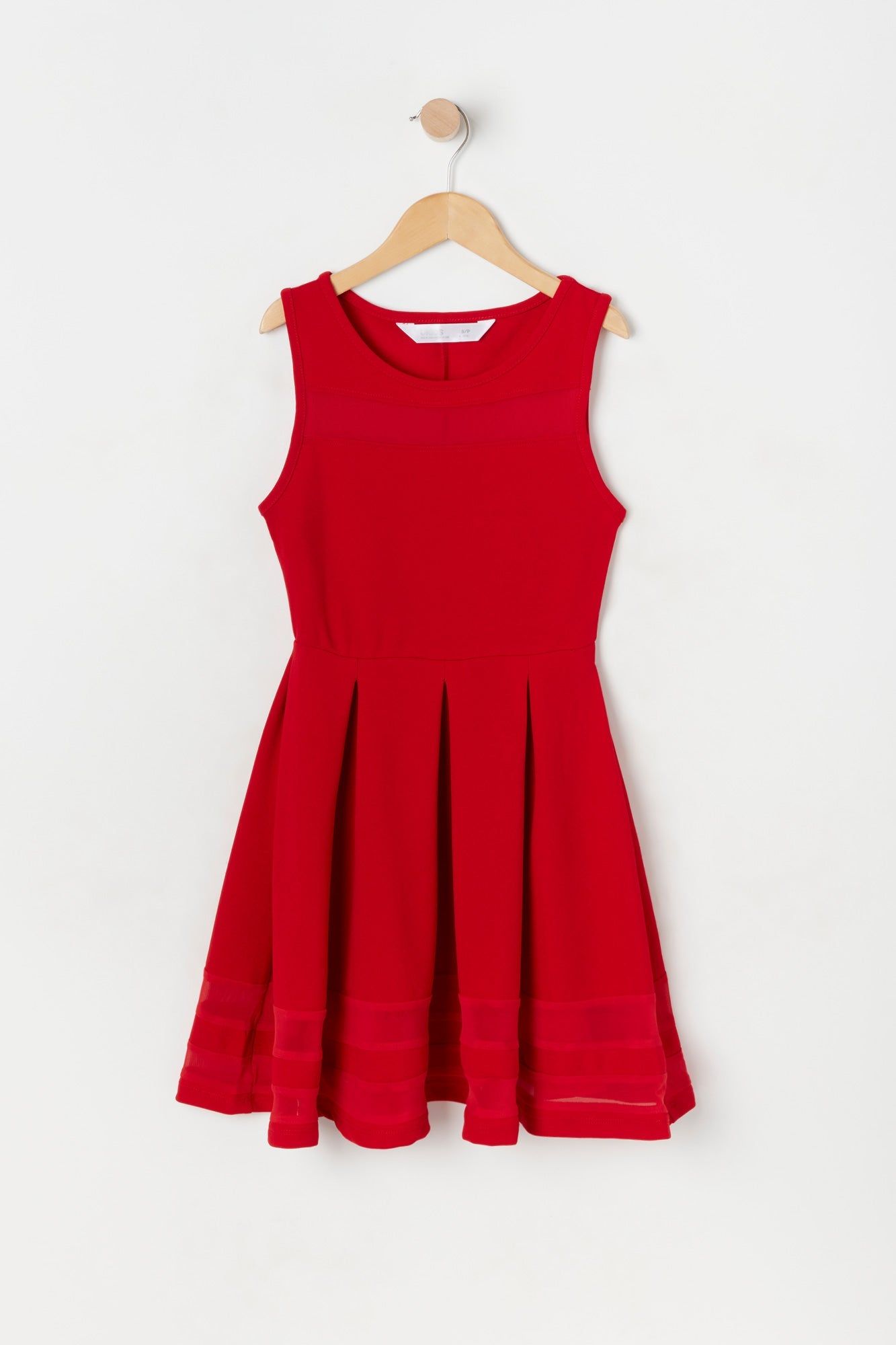 Girls Red Mesh Stripe A-Line Dress sold by Urban Planet