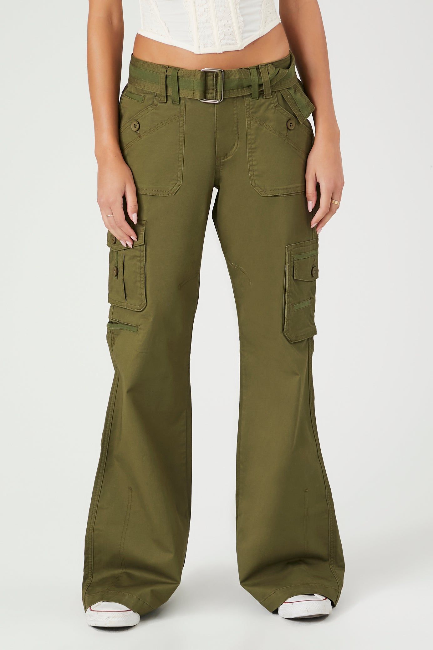 Pantalon cargo à jambe évasée en popeline à taille haute sold by Urban Planet product image thumbnail 2