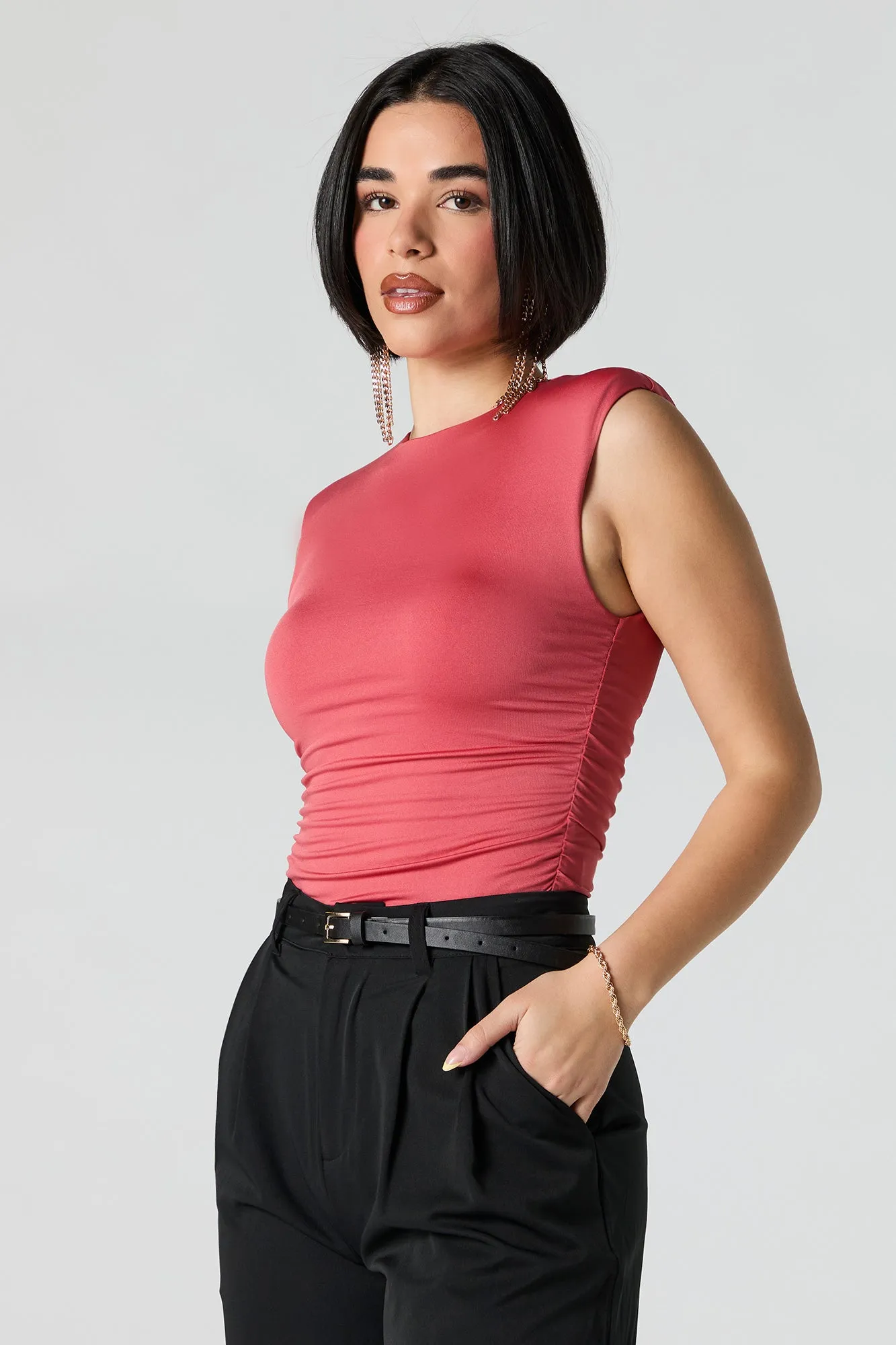 Contour Ruched Sleeveless Bodysuit sold by Urban Planet