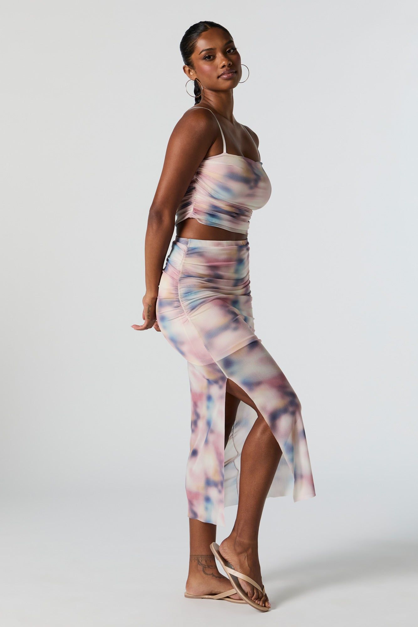 Mesh Ruched Midi Skirt sold by Urban Planet product image thumbnail 2