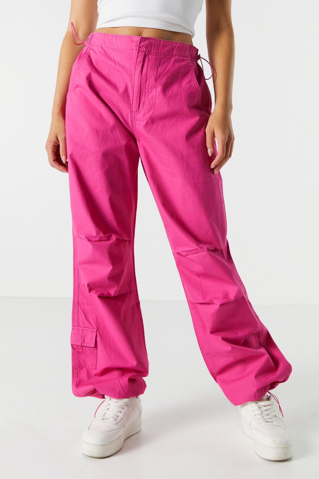 Pantalon parachute cargo à taille haute en toile sold by Urban Planet product image thumbnail 2