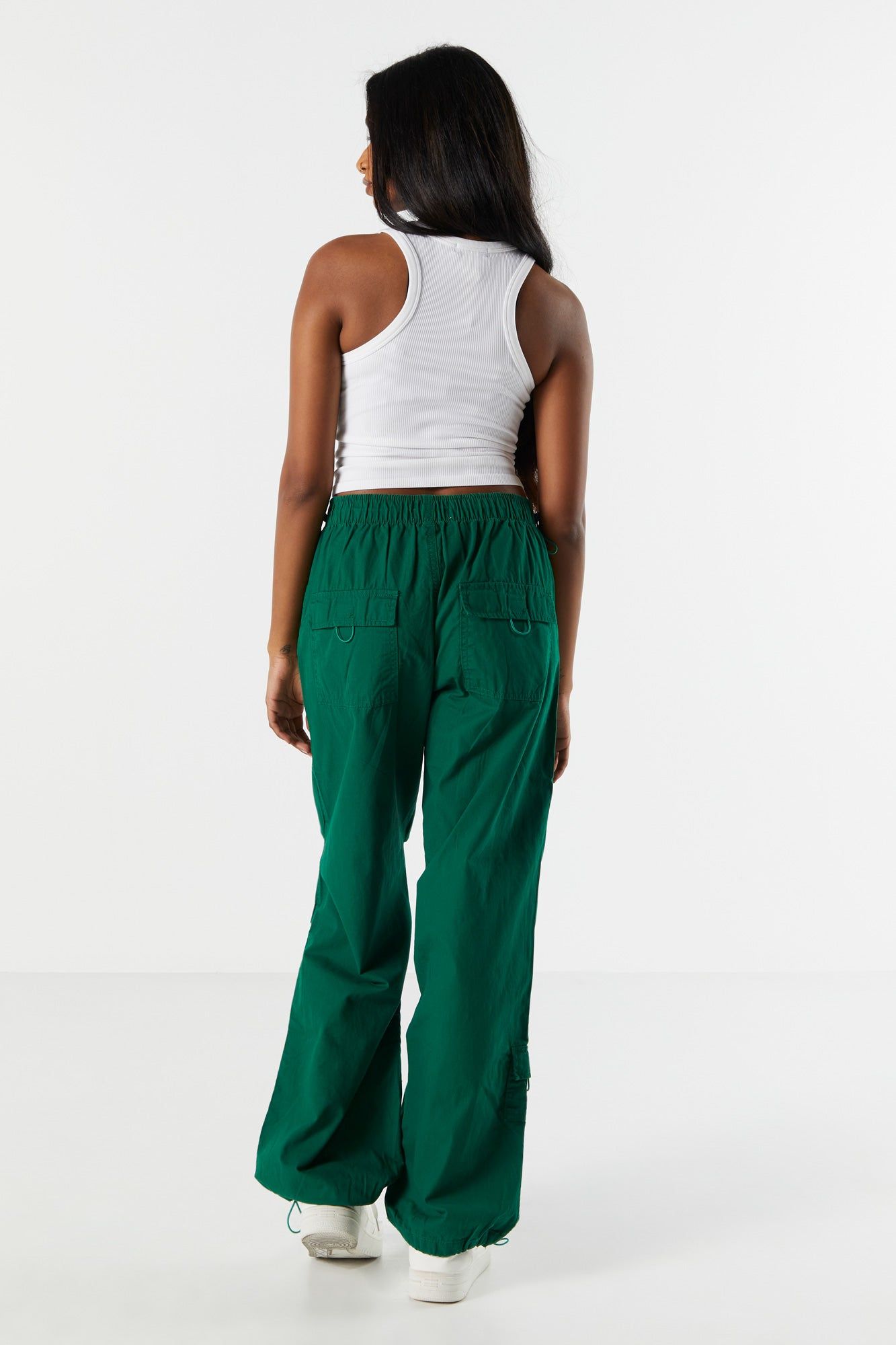 Pantalon parachute cargo à taille haute en toile sold by Urban Planet product image thumbnail 6