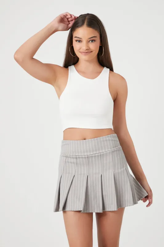 Pinstriped Pleated Mini Skirt sold by Urban Planet