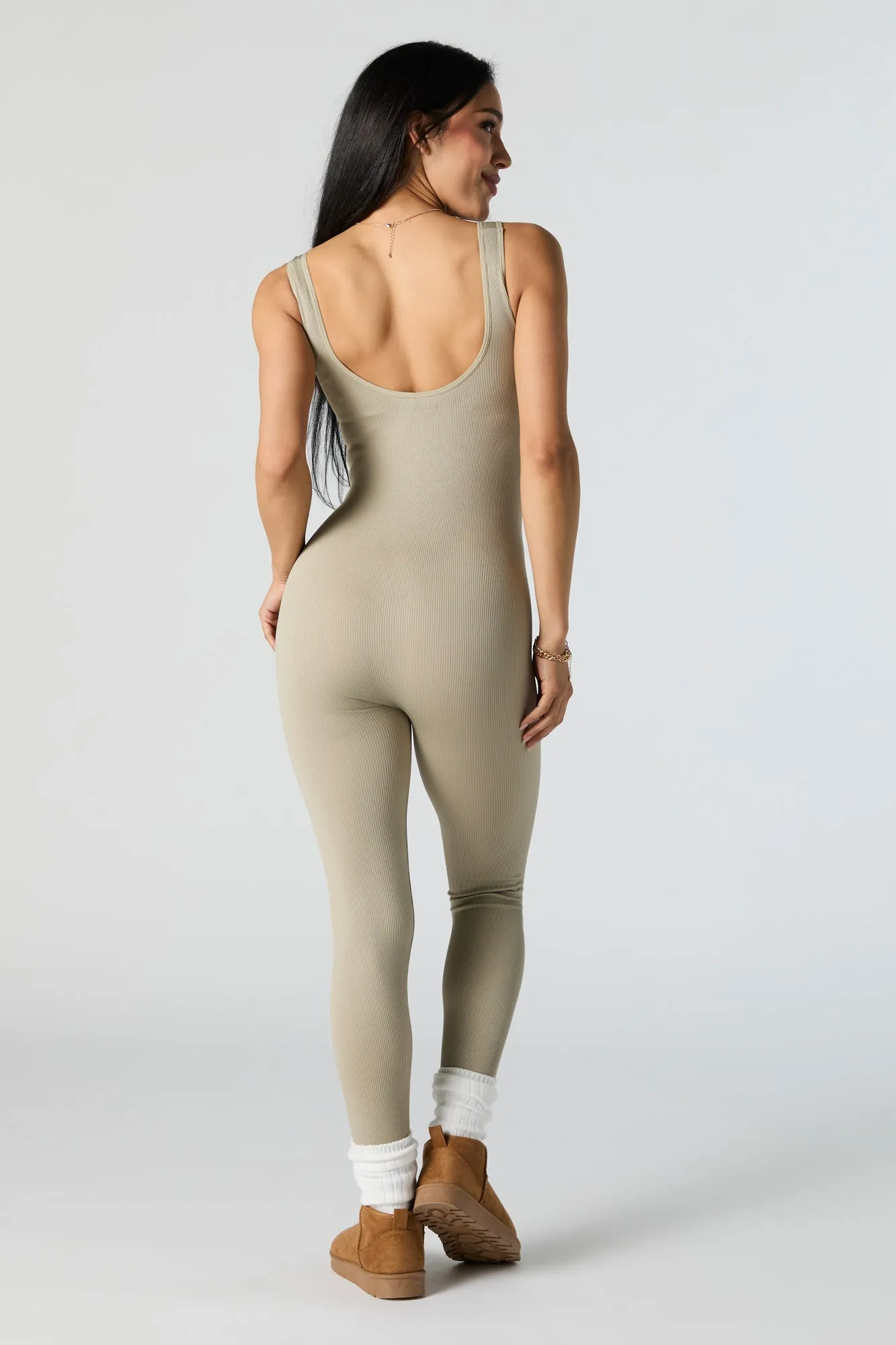 Seamless Ribbed Tank Jumpsuit sold by Urban Planet product image thumbnail 4