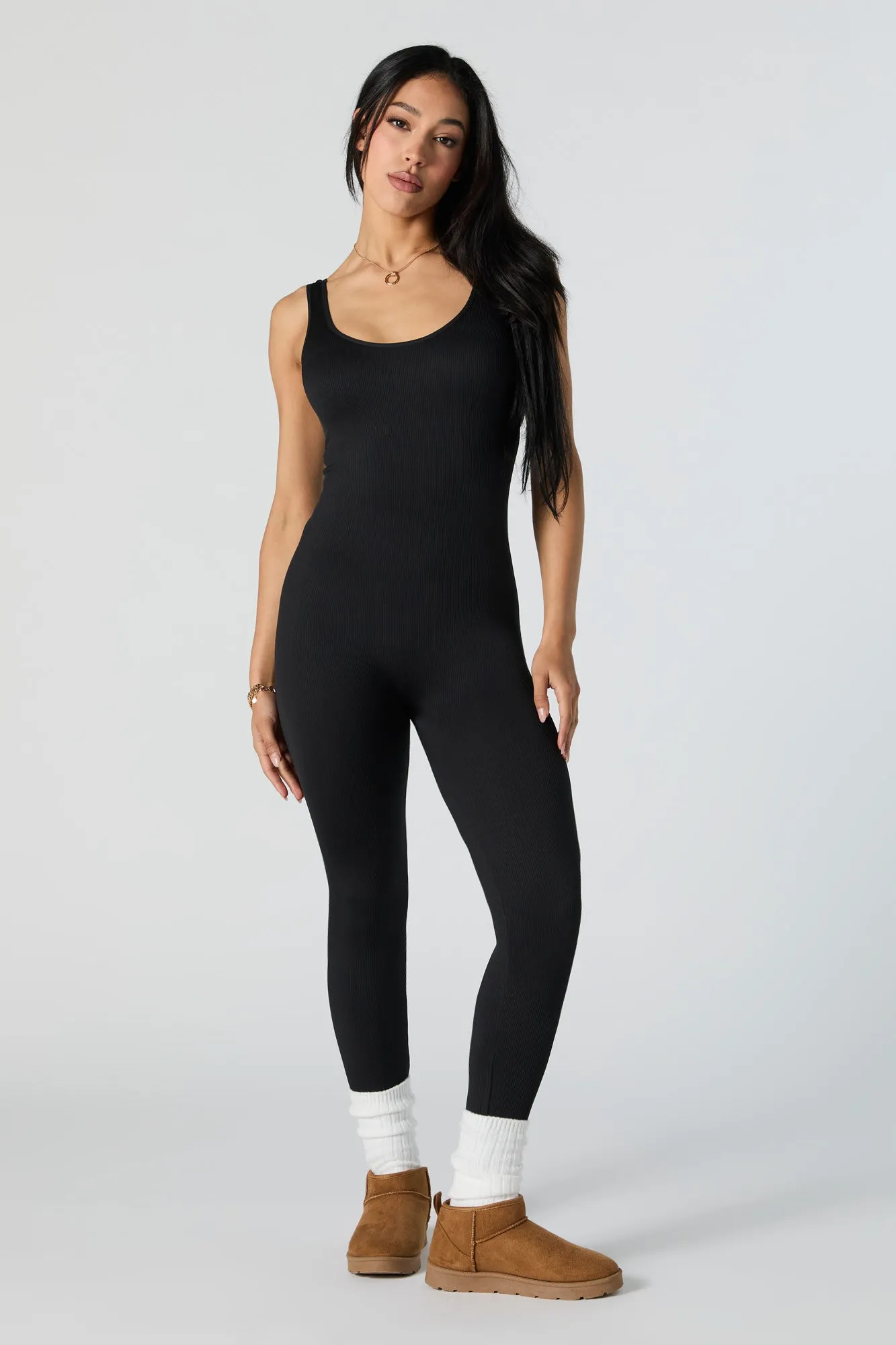 Seamless Ribbed Tank Jumpsuit sold by Urban Planet product image thumbnail 5