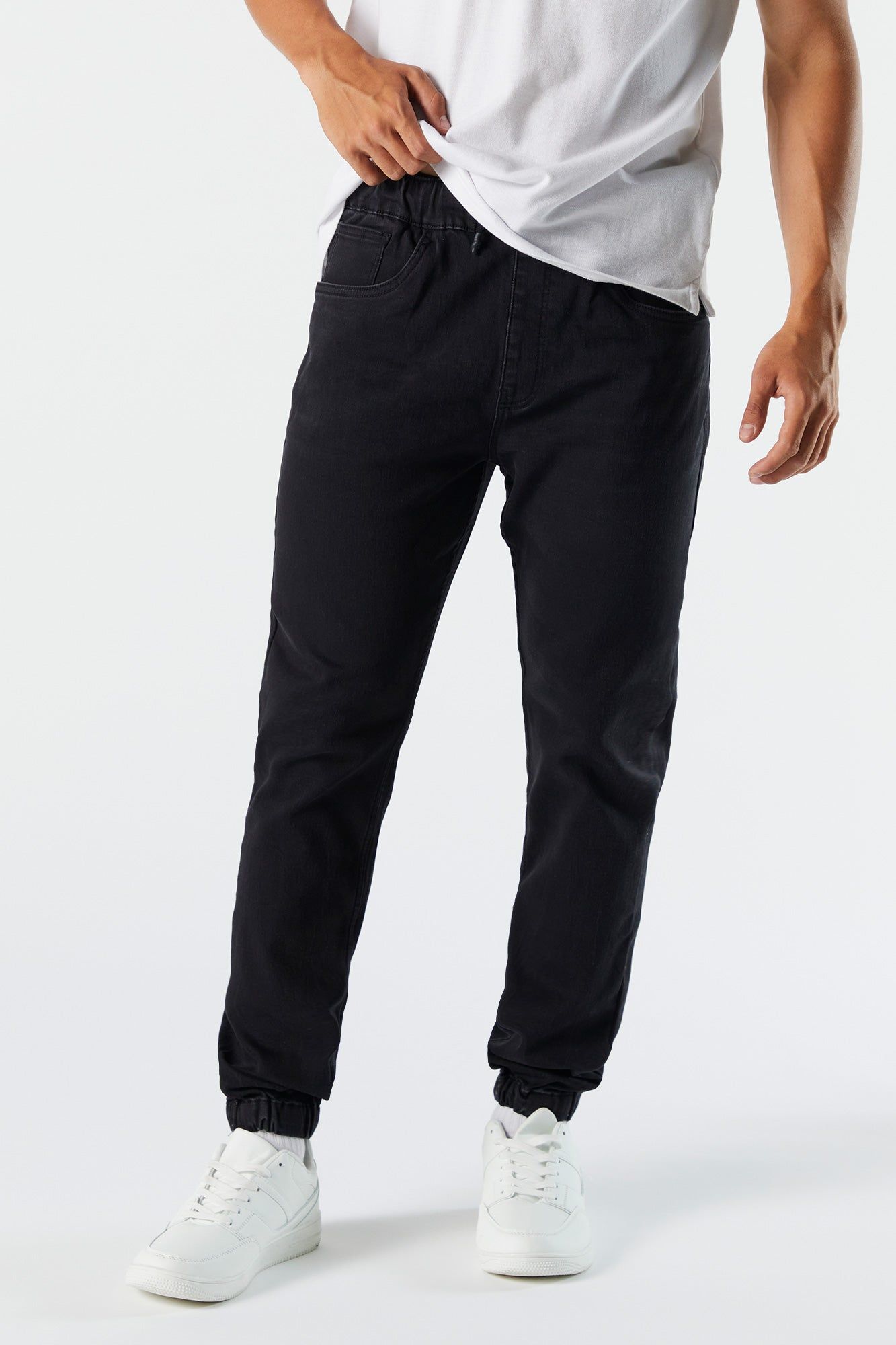 Black Wash Denim Jogger sold by Urban Planet