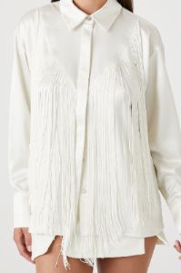Chemisier en satin avec col et franges sold by Urban Planet