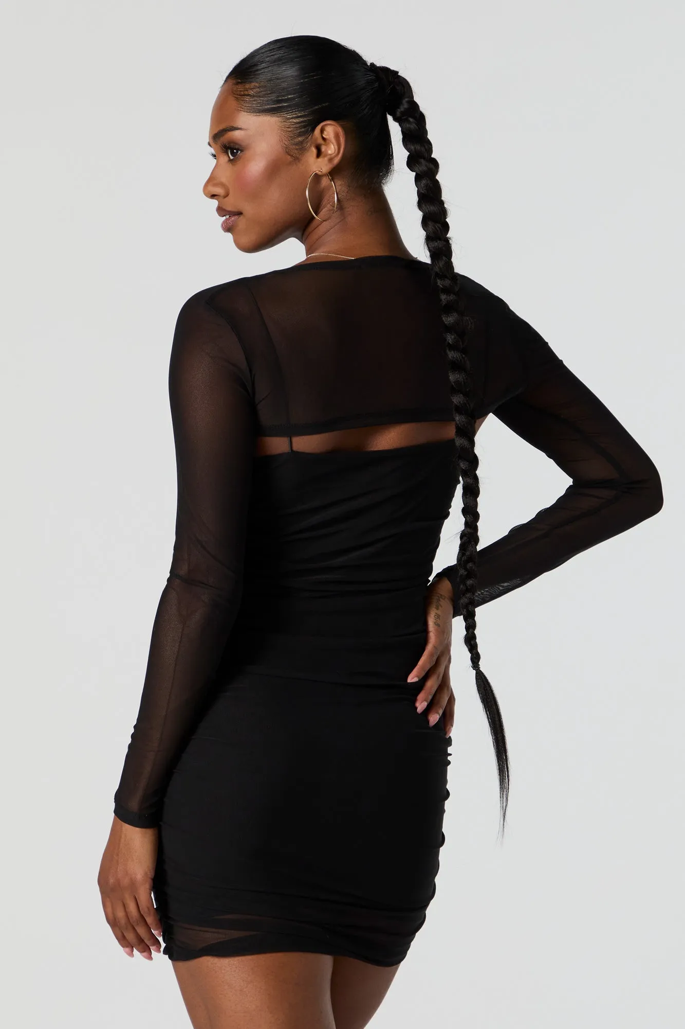 Minirobe et veste courte en filet ruché noir sold by Urban Planet product image thumbnail 2