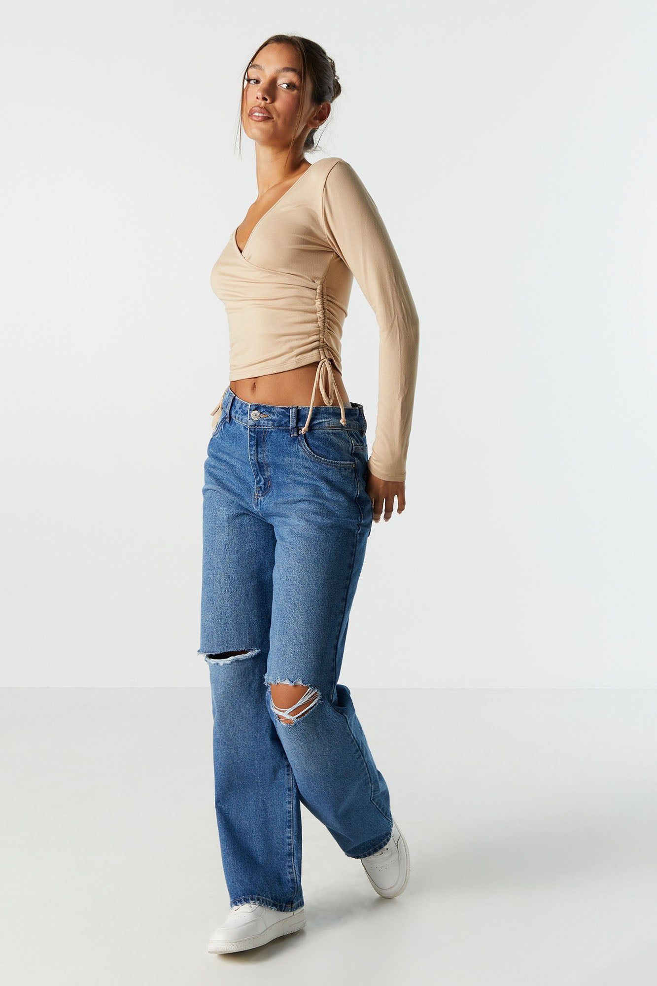 Haut à surplis avec manches longues et taille coulissante sold by Urban Planet product image thumbnail 3