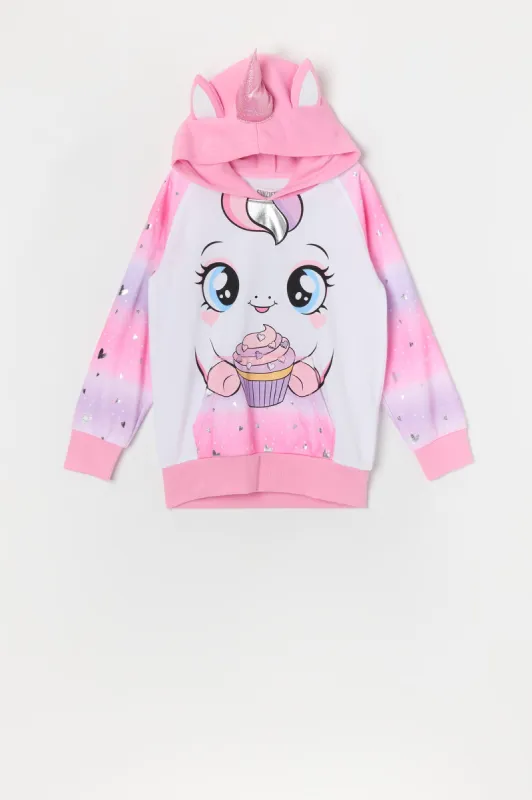 Girls Unicorn Cupcake Character Hoodie sold by Urban Planet