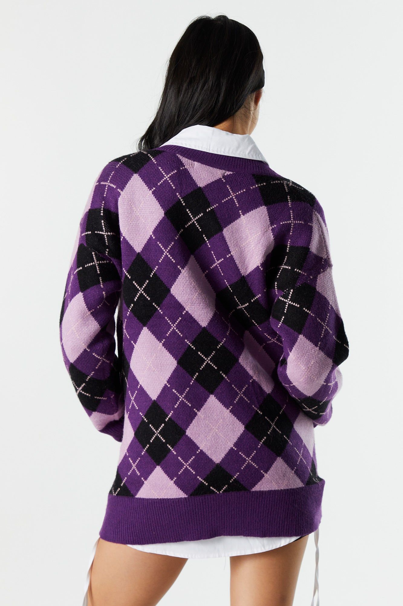 Cardigan boutonné en tricot avec motif argyle sold by Urban Planet product image thumbnail 5