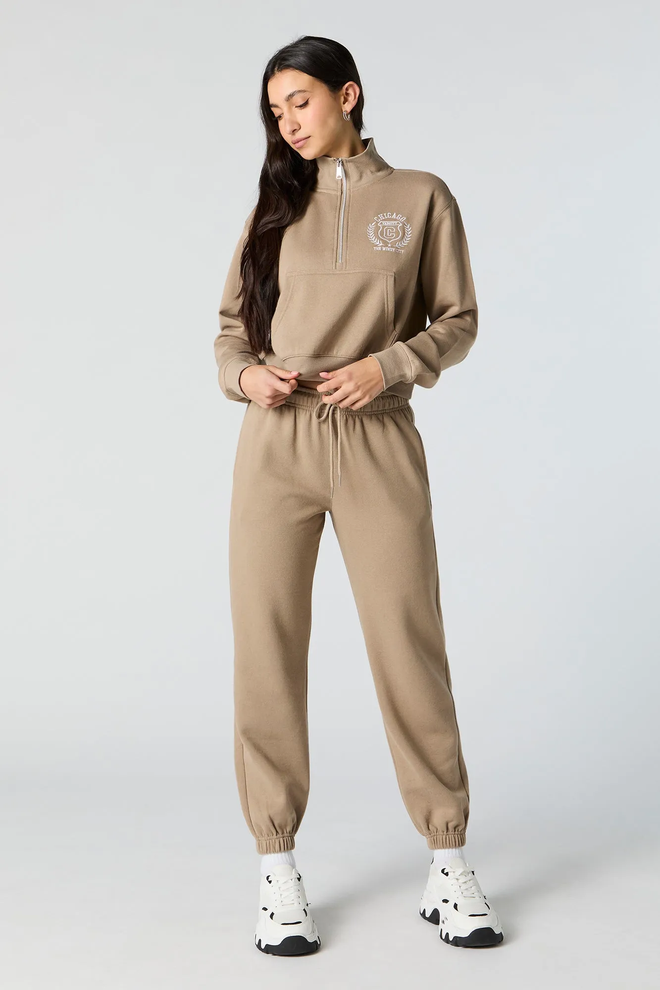 Chicago Embroidered Half Zip Fleece Sweatshirt sold by Urban Planet product image thumbnail 3