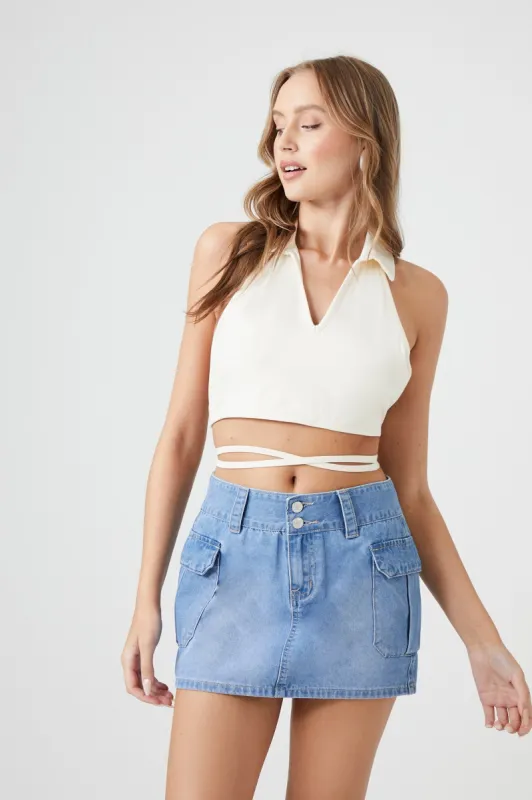 Denim Cargo Mini Skirt sold by Urban Planet