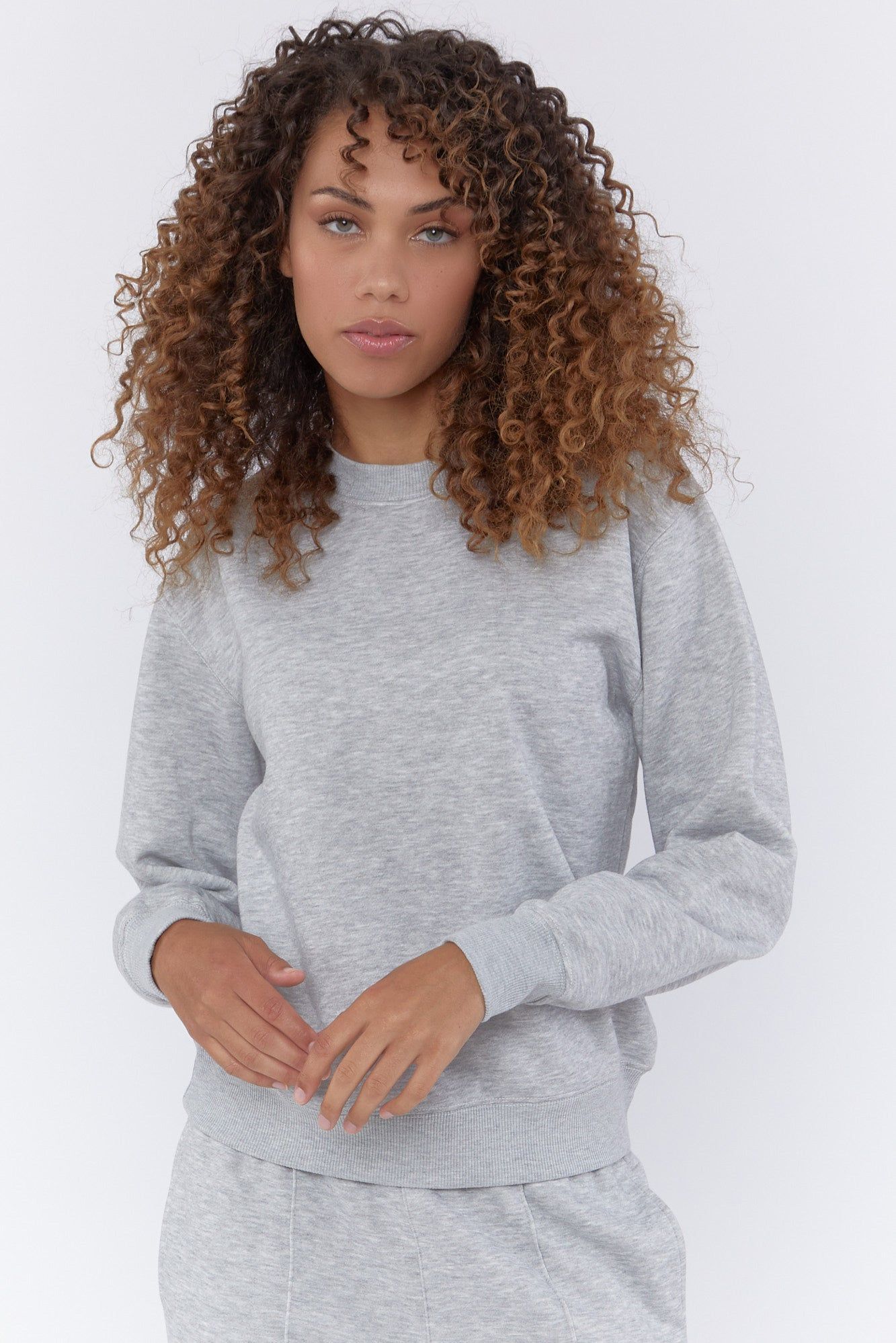 Grey Basic Fleece Crew Neck Sweatshirt sold by Urban Planet