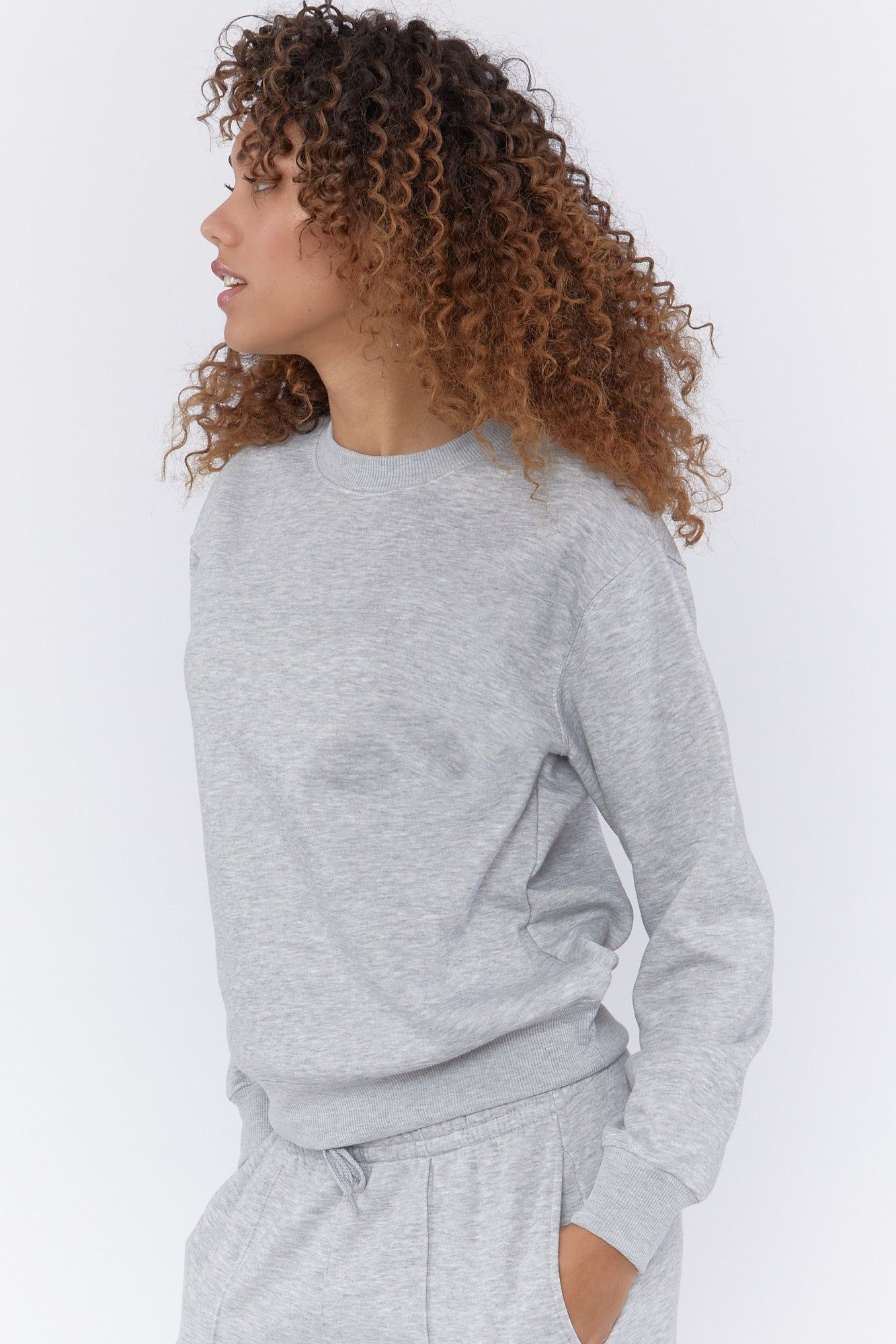 Grey Basic Fleece Crew Neck Sweatshirt sold by Urban Planet product image thumbnail 2