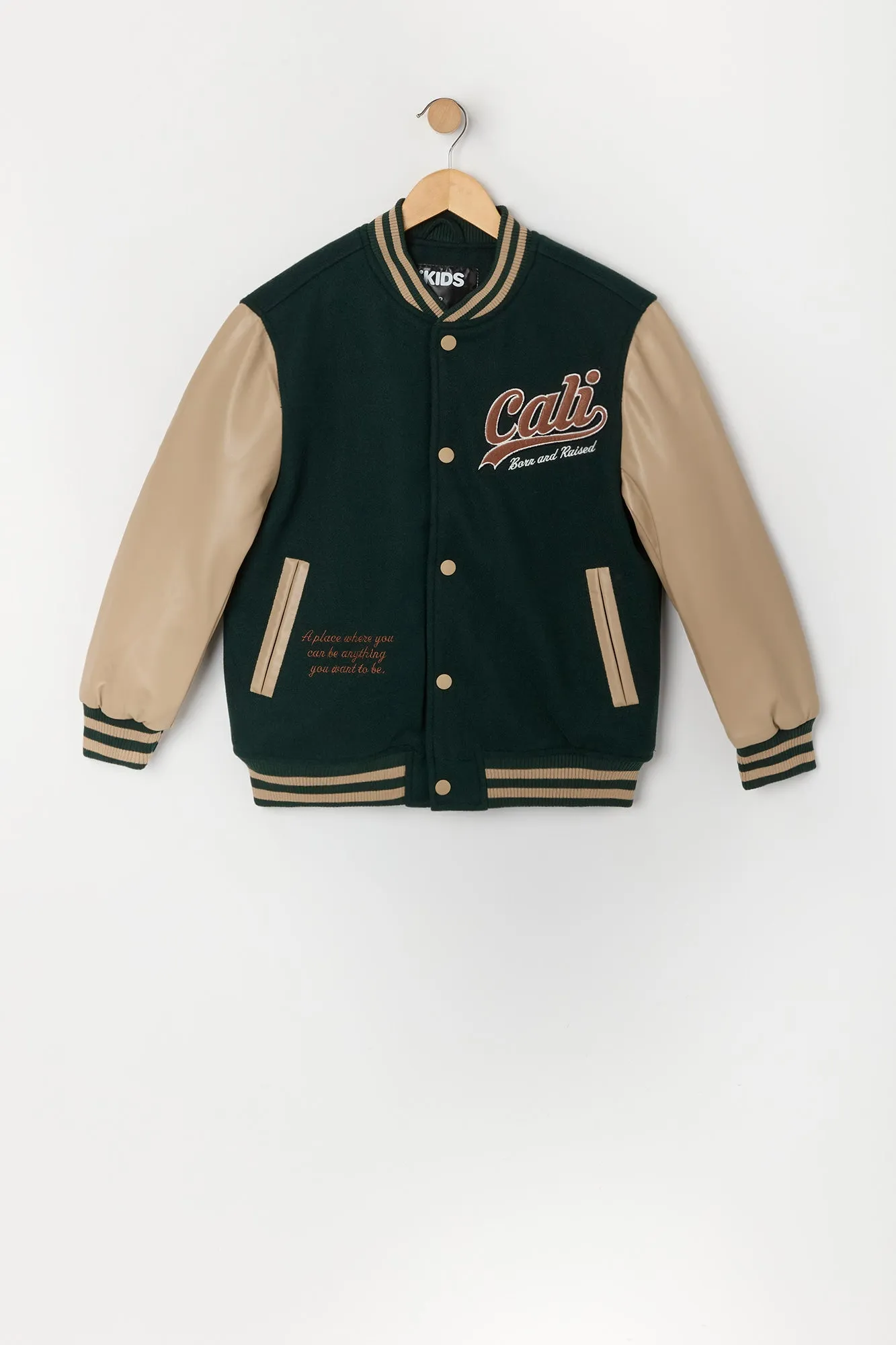Boys Embroidered Fleece Varsity Jacket sold by Urban Planet product image thumbnail 5