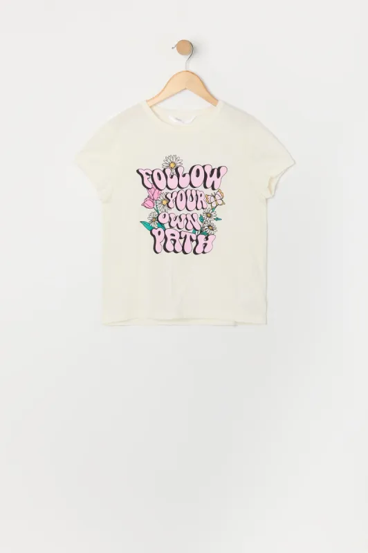 T-shirt à imprimé Follow Your Own Path pour fille sold by Urban Planet