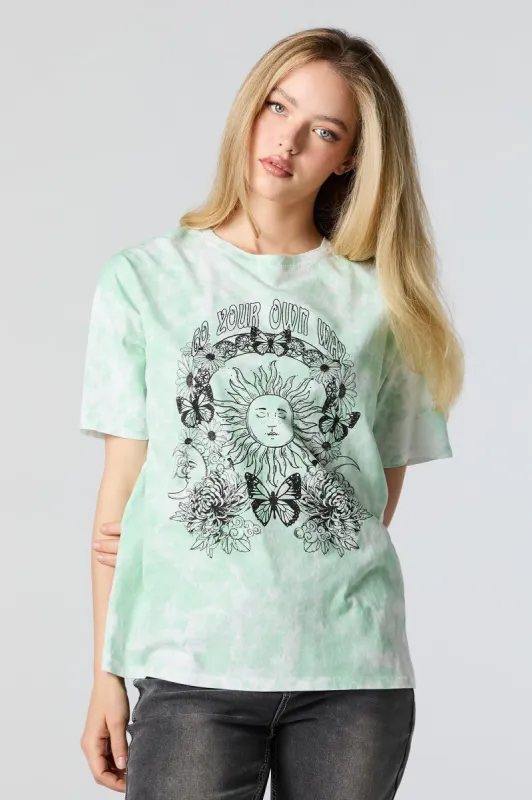 Go Your Own Way Graphic Tie-Dye T-Shirt sold by Urban Planet