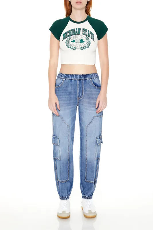 Denim Mid Rise Cargo Jogger sold by Urban Planet