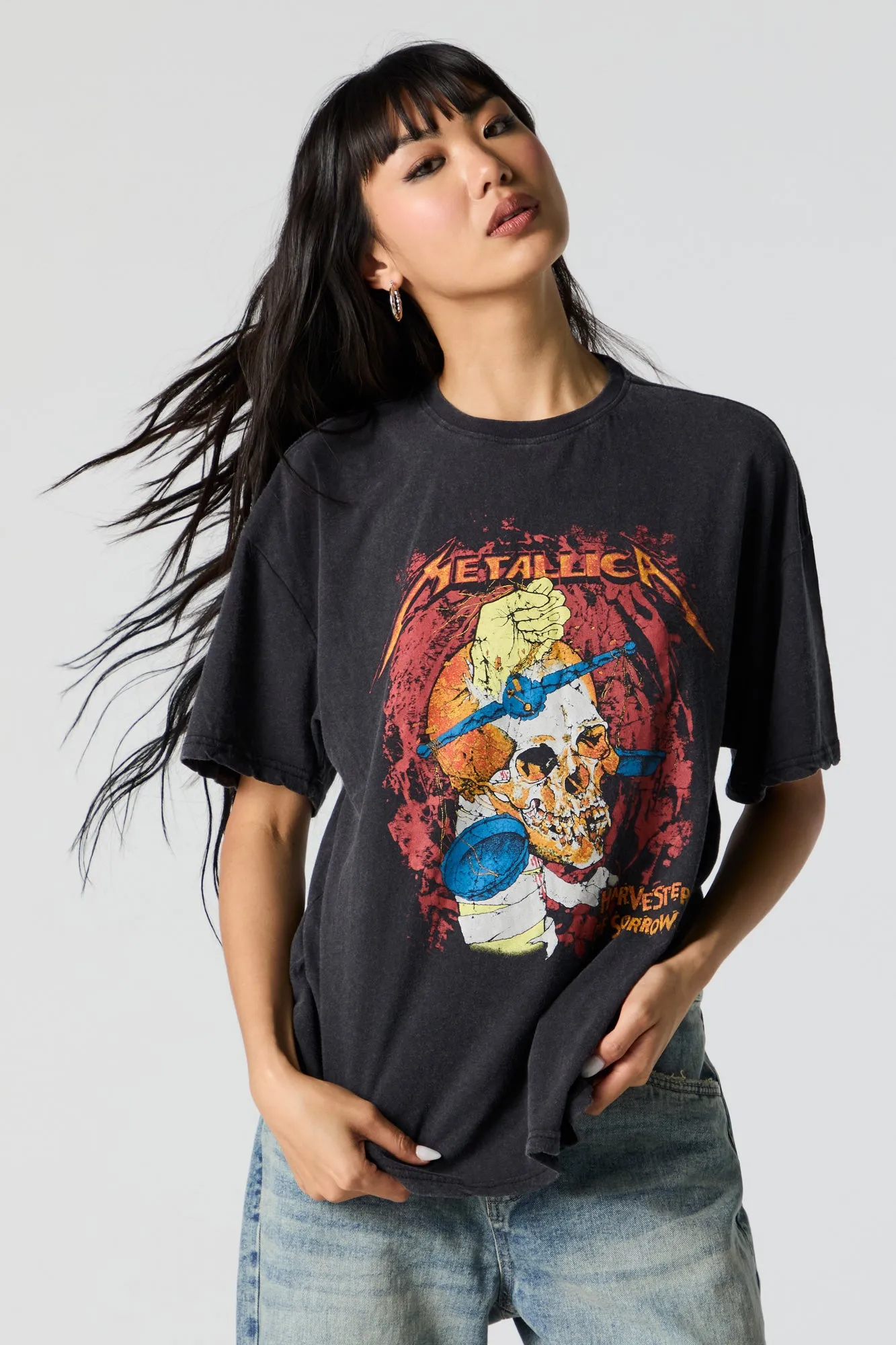 Metallica Graphic Washed Boyfriend T-Shirt sold by Urban Planet