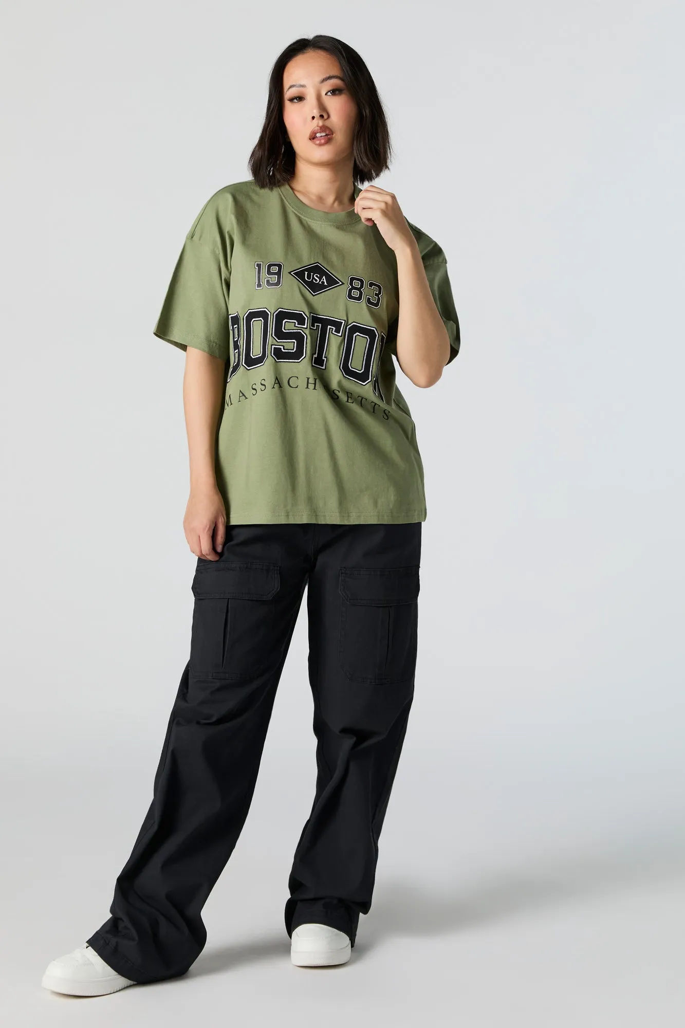 Boston Chenille Embroidered Oversized T-Shirt sold by Urban Planet product image thumbnail 2