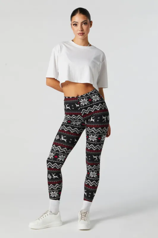 Legging de Noël en molleton avec motif jacquard sold by Urban Planet