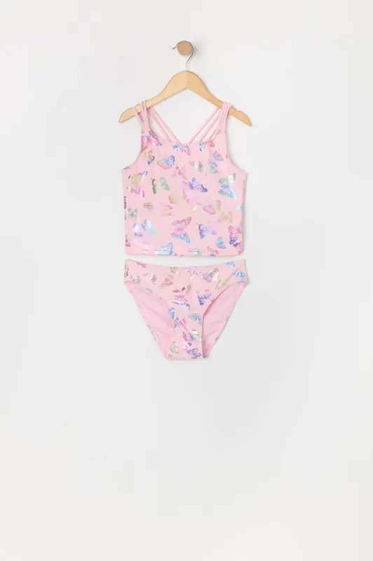 Tankini avec bonnets intégrés à imprimé Papillon pour fille sold by Urban Planet