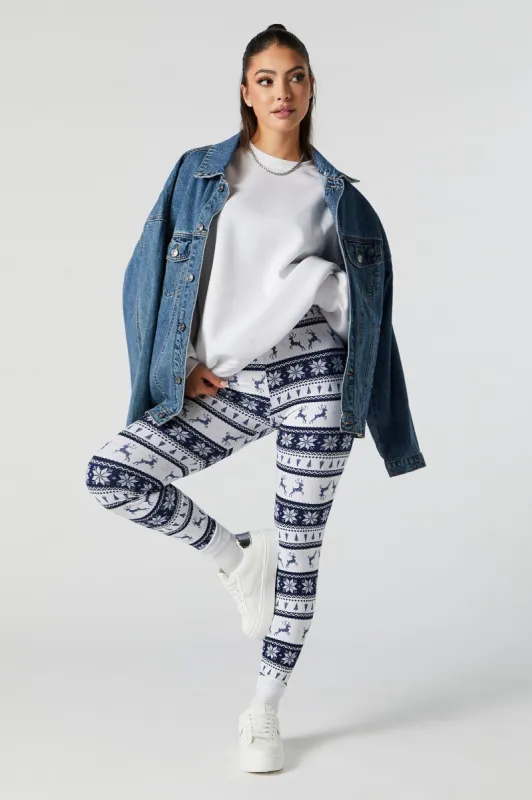 Legging de Noël en molleton avec motif jacquard et imprimé Renne sold by Urban Planet